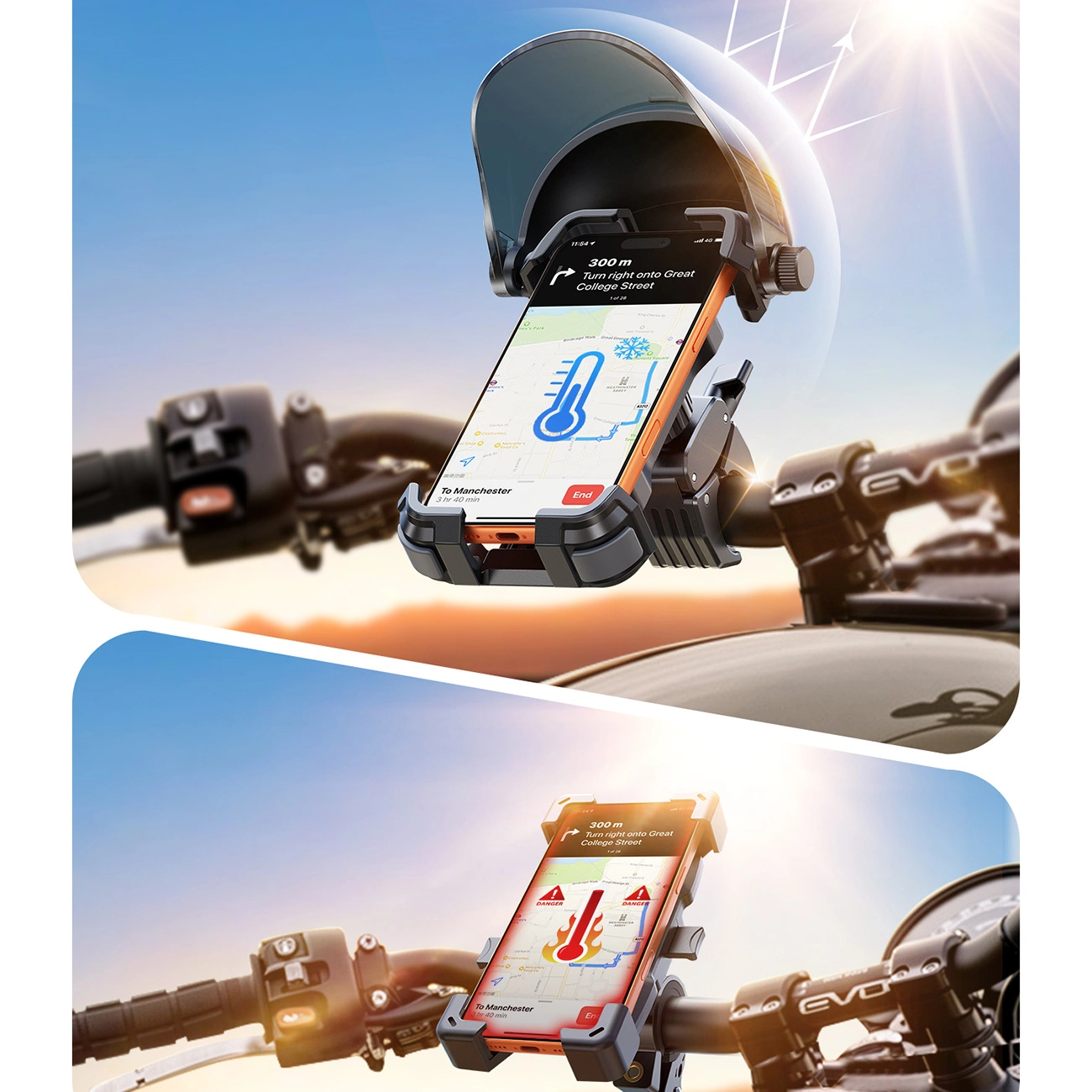 Nosilec za kolo in motorno kolo z zaščito pred soncem Joyroom JR-ZS528, 4,7-palčni - 7-palčni, črn