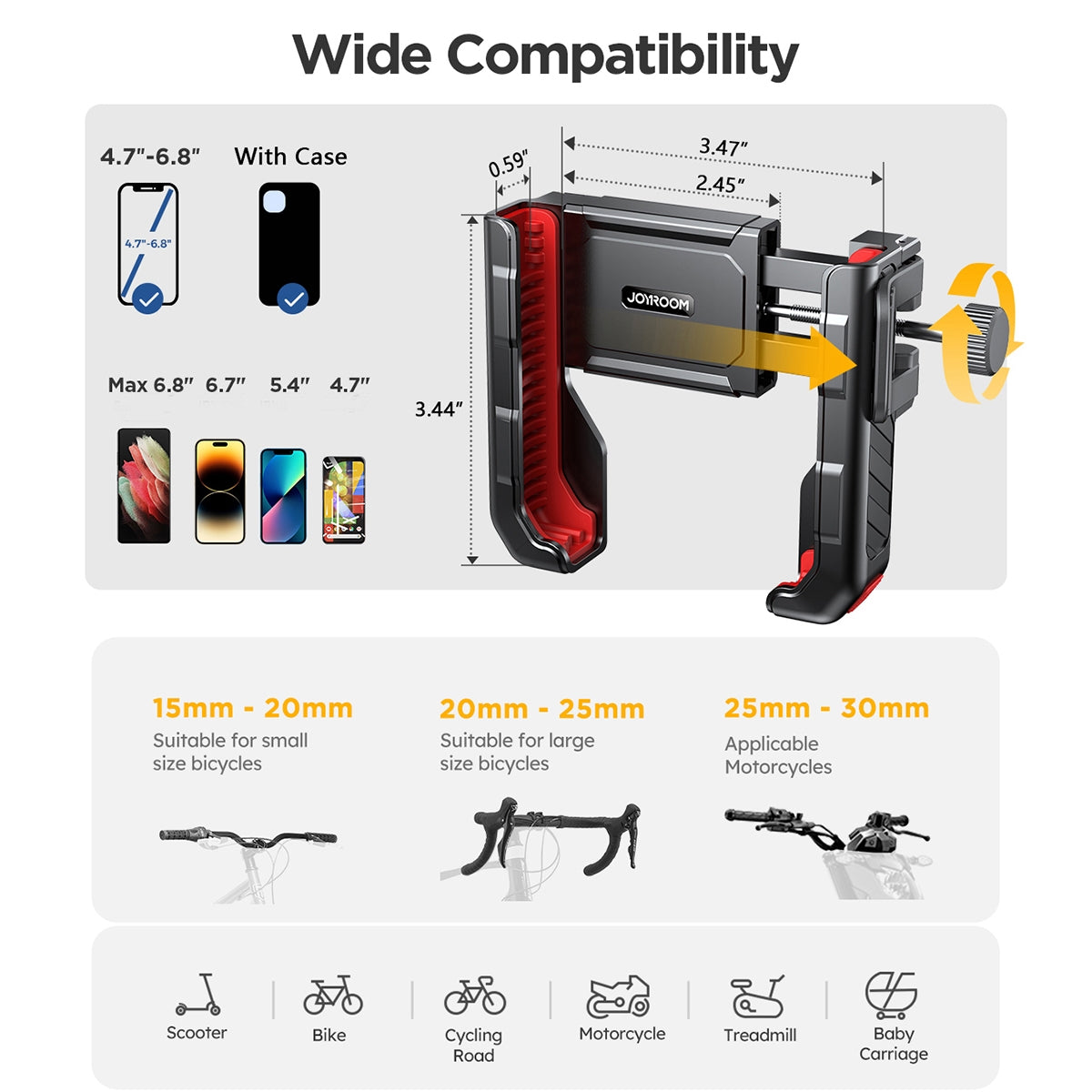 Nosilec za kolo Joyroom JR-ZS266, 4.7inch - 7inch, Črn