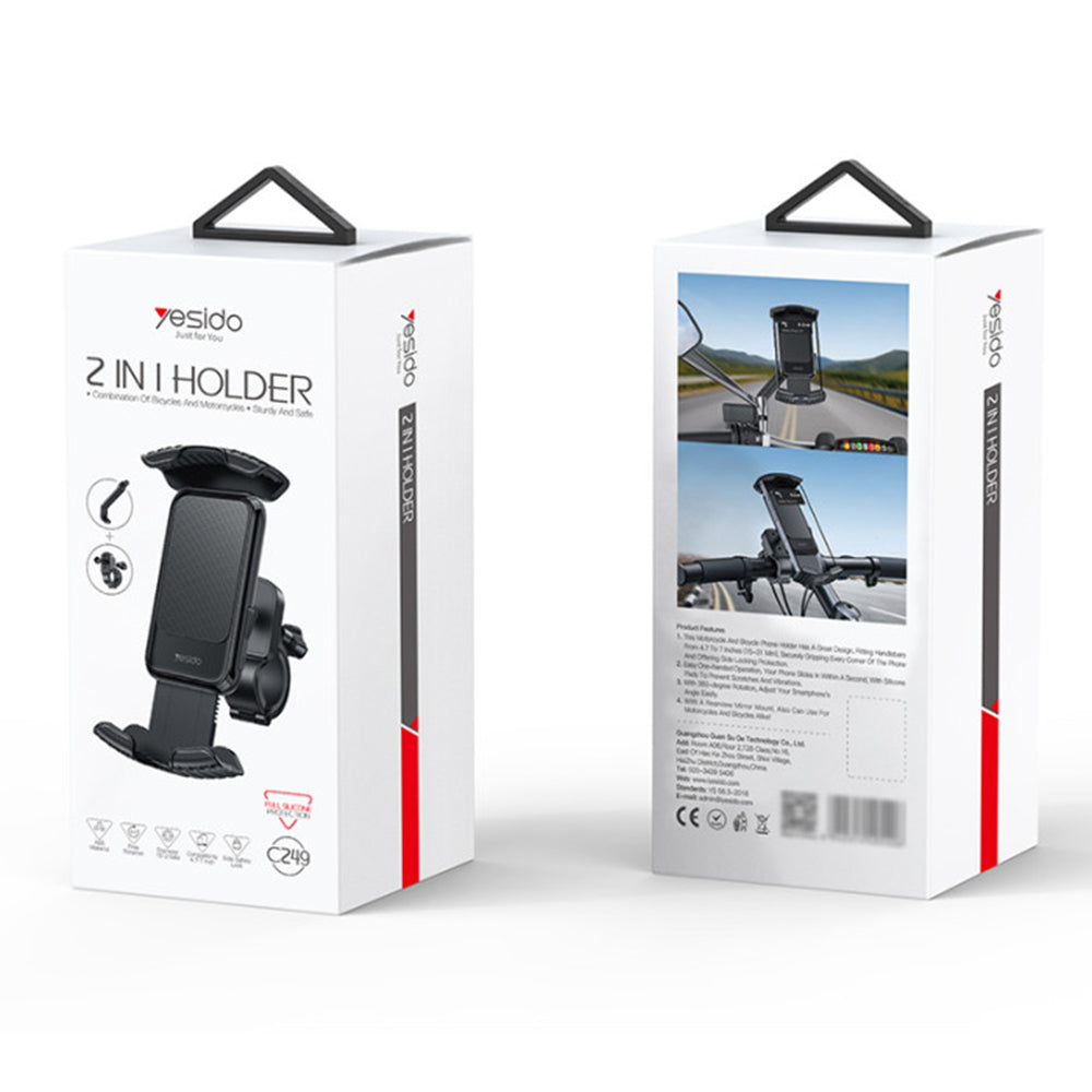 Nosilec za kolo Yesido C249, 4.8inch - 7.2inch, črn