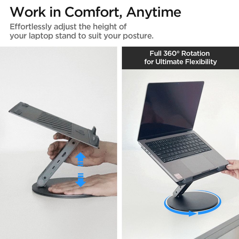 Spigen LD204H stojalo za prenosnik, srebrno