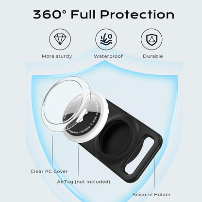 Nosilec Techsuit BuddyGuard DG1 za Apple AirTag na ovratnici hišnega ljubljenčka, črn