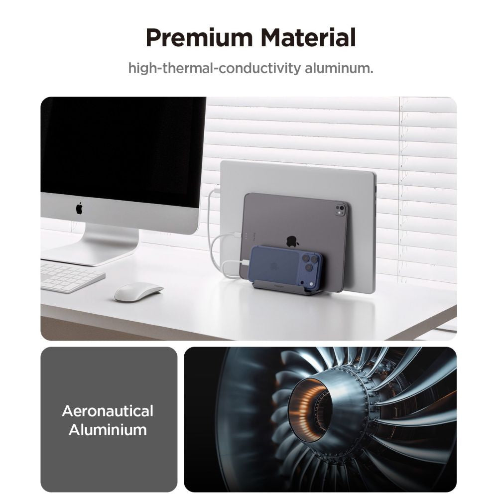 Vertikalno stojalo Spigen LD208S4 Two za prenosnike debeline 14mm - 27mm, Sivo