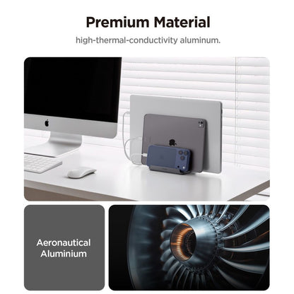 Vertikalno stojalo Spigen LD208S4 Two za prenosnike debeline 14mm - 27mm, Sivo