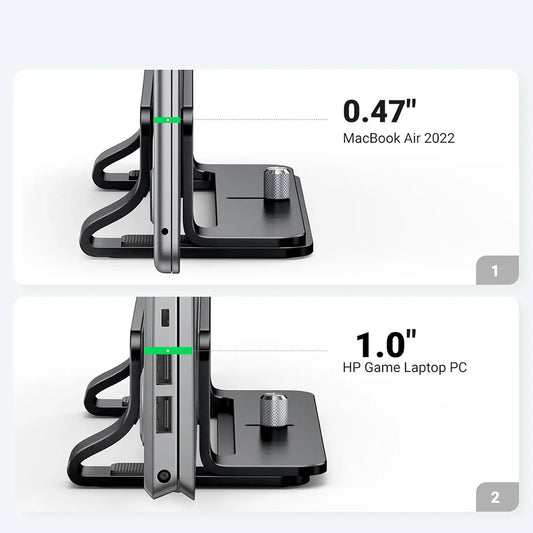 Navpično stojalo UGREEN LP258 (25706) za prenosnike debeline 12mm - 26mm, črno