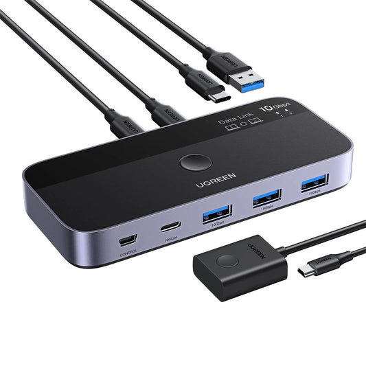 USB stikalo UGREEN CM691 (45784), 3 x USB-A 3.2 - 1 x USB-C - 1 x miniUSB, črno