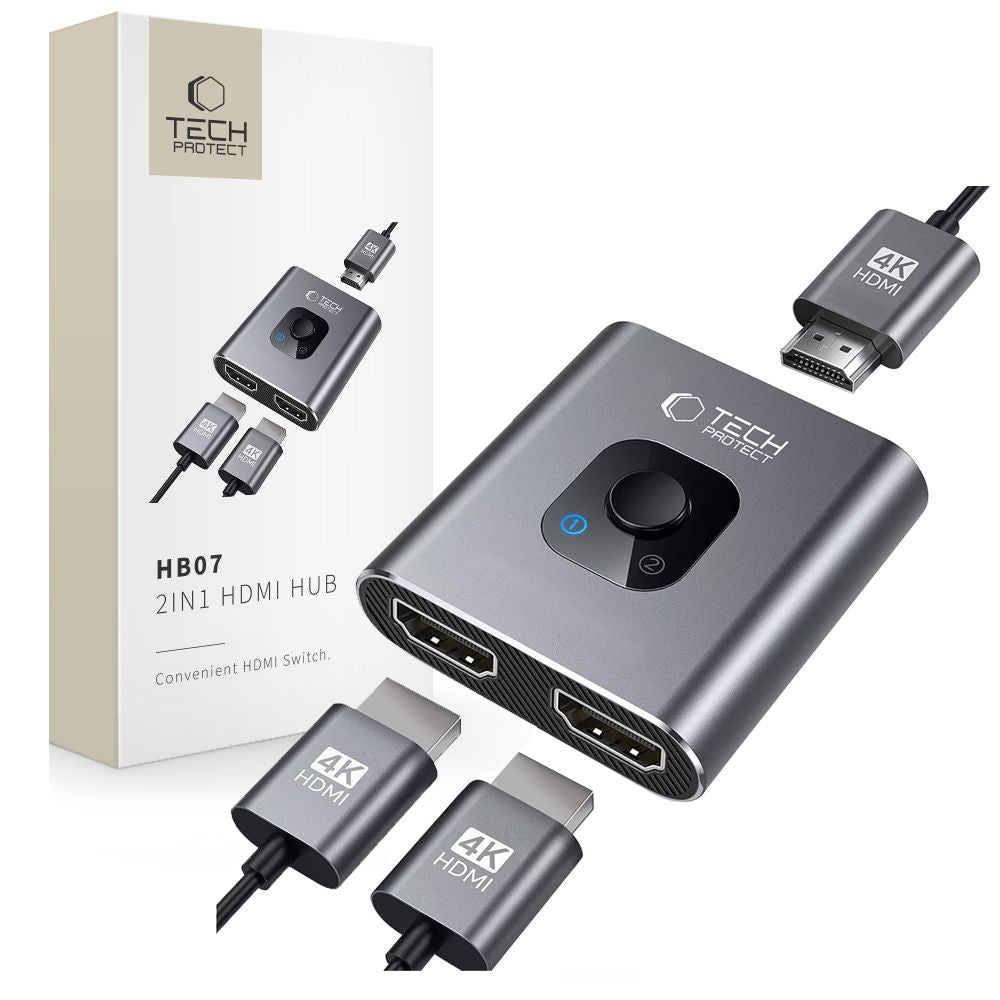 Stikalo za video HDMI Tech-Protect HB07, Sivo