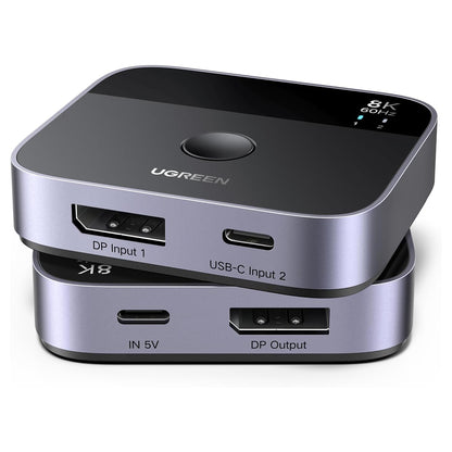 Stikalo za video DisplayPort / USB-C UGREEN 65878, Črno