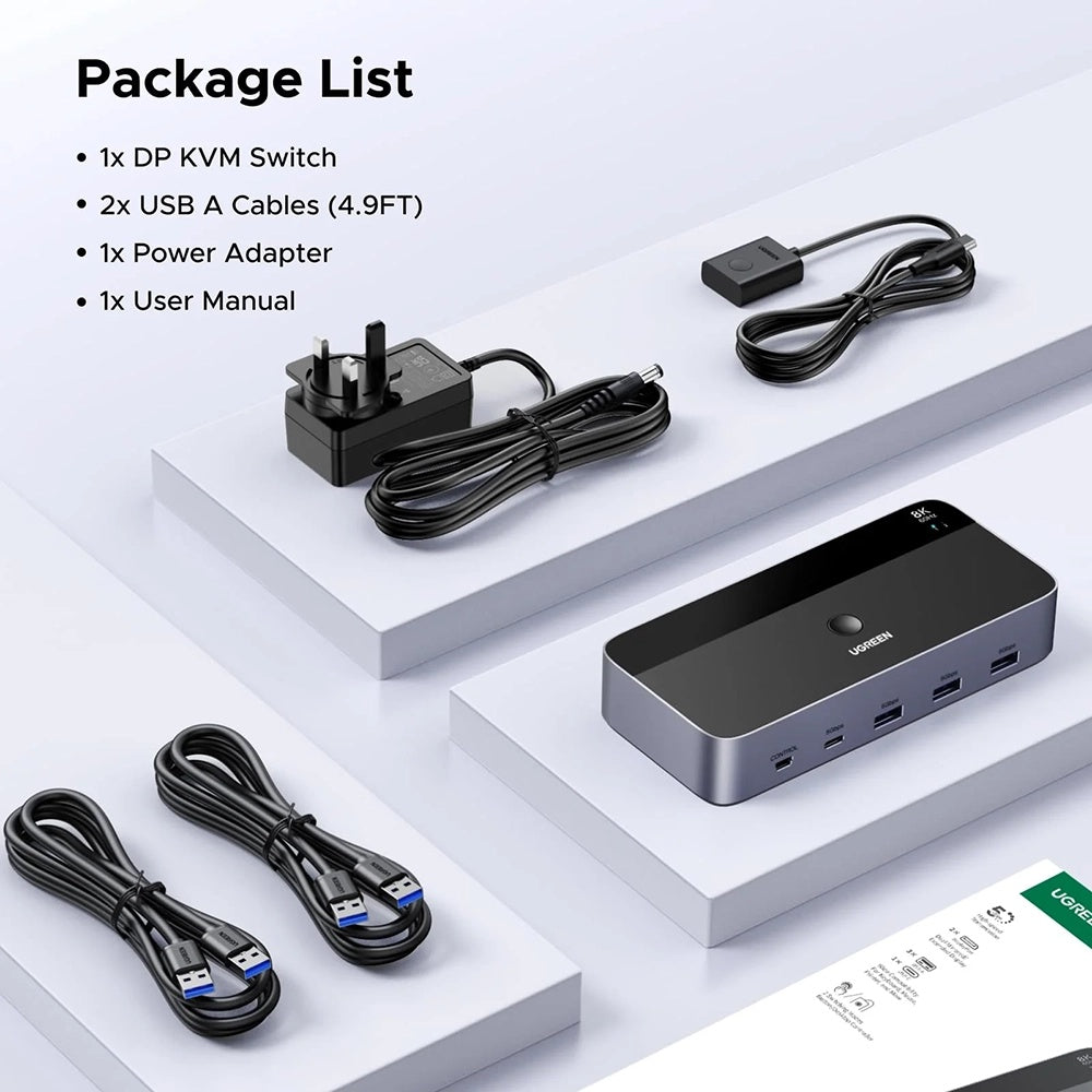 Stikalo za video DisplayPort UGREEN AK700 (55851), Sivo