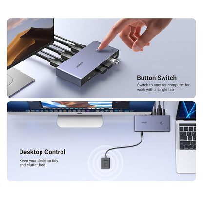Stikalo za video DisplayPort UGREEN CM695 (25962), črno