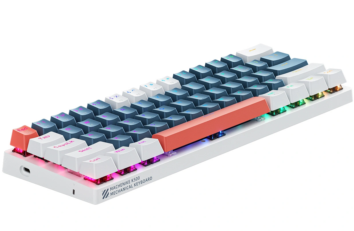Gaming žična USB tipkovnica Machenike K500-B61 mehanska, RGB, modro bela