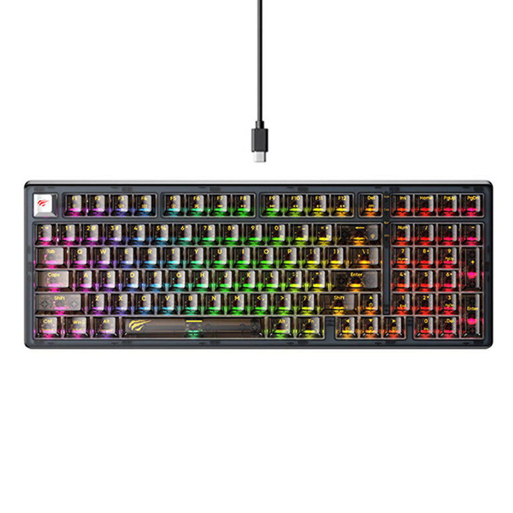 Igralna tipkovnica Wired USB HAVIT KB875L, RGB, 1.8m, Črna prosojna
