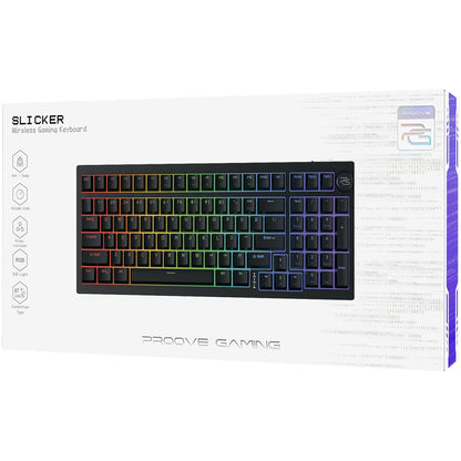 Brezžična igralna tipkovnica Proove Slicker, RGB, BT / Wi-Fi / Žična, 1.8m, Črna WKSLEN00022401