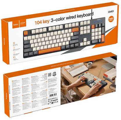 Žična USB tipkovnica HOCO GM61 Tri-Color, 1,45 m, siva