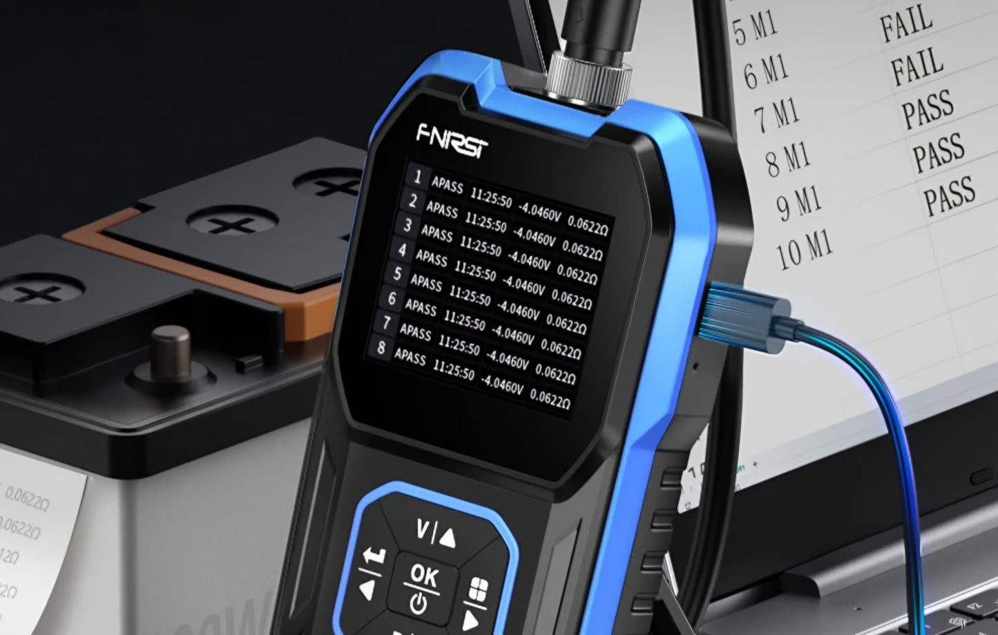 Tester Service Fnirsi HRM-10 za merjenje notranje upornosti in napetosti baterije / akumulatorja