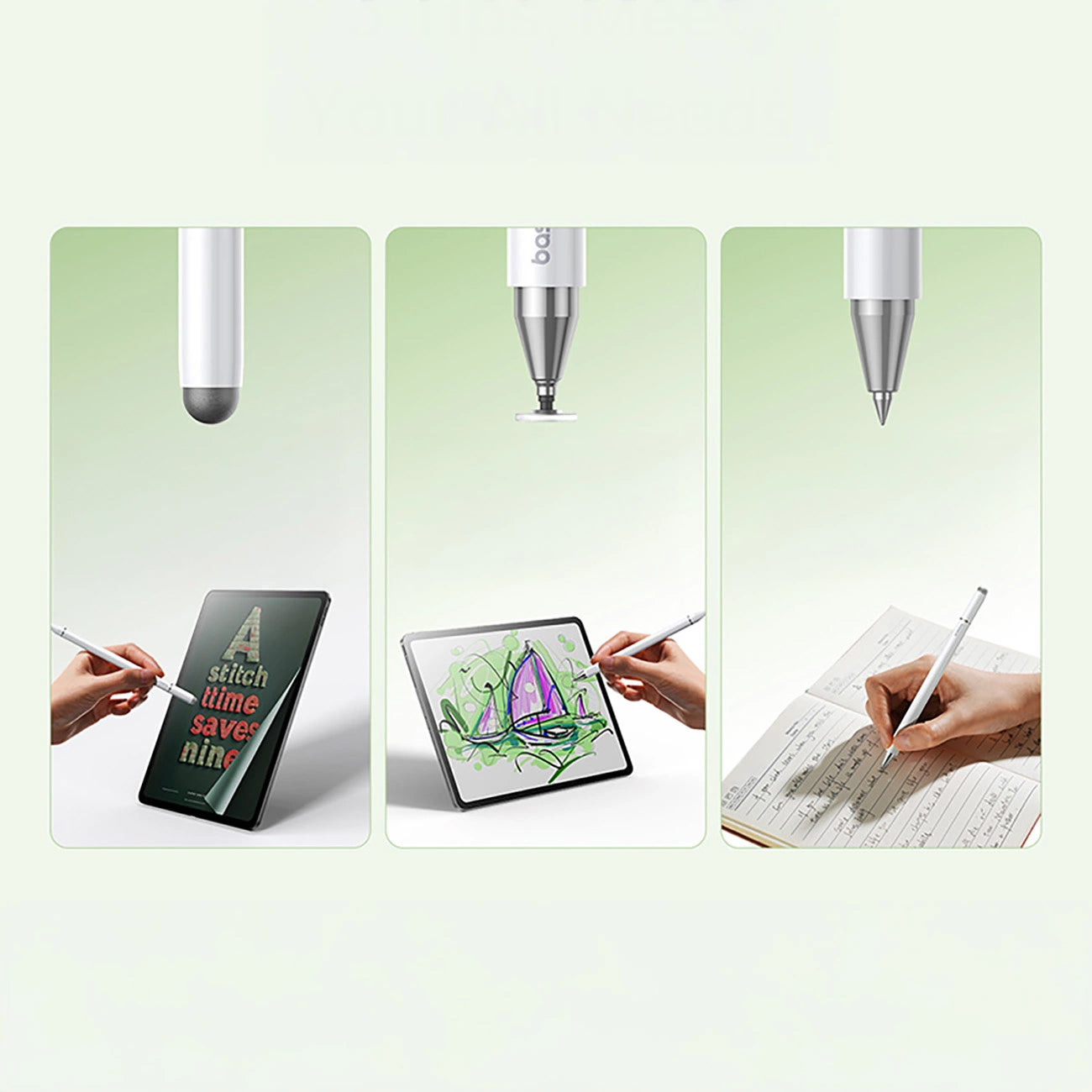 Touch Pen Baseus Smooth Writing 3 Magnetic 3in1 Series, Pasivna različica, Bela P80080804213-00
