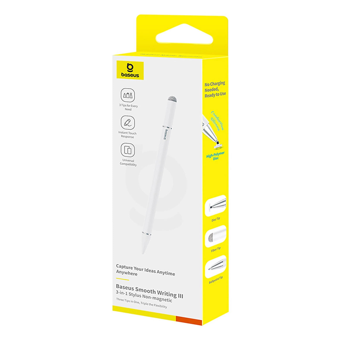 Touch Pen Baseus Smooth Writing 3 Magnetic 3in1 Series, Pasivna različica, Bela P80080804213-00