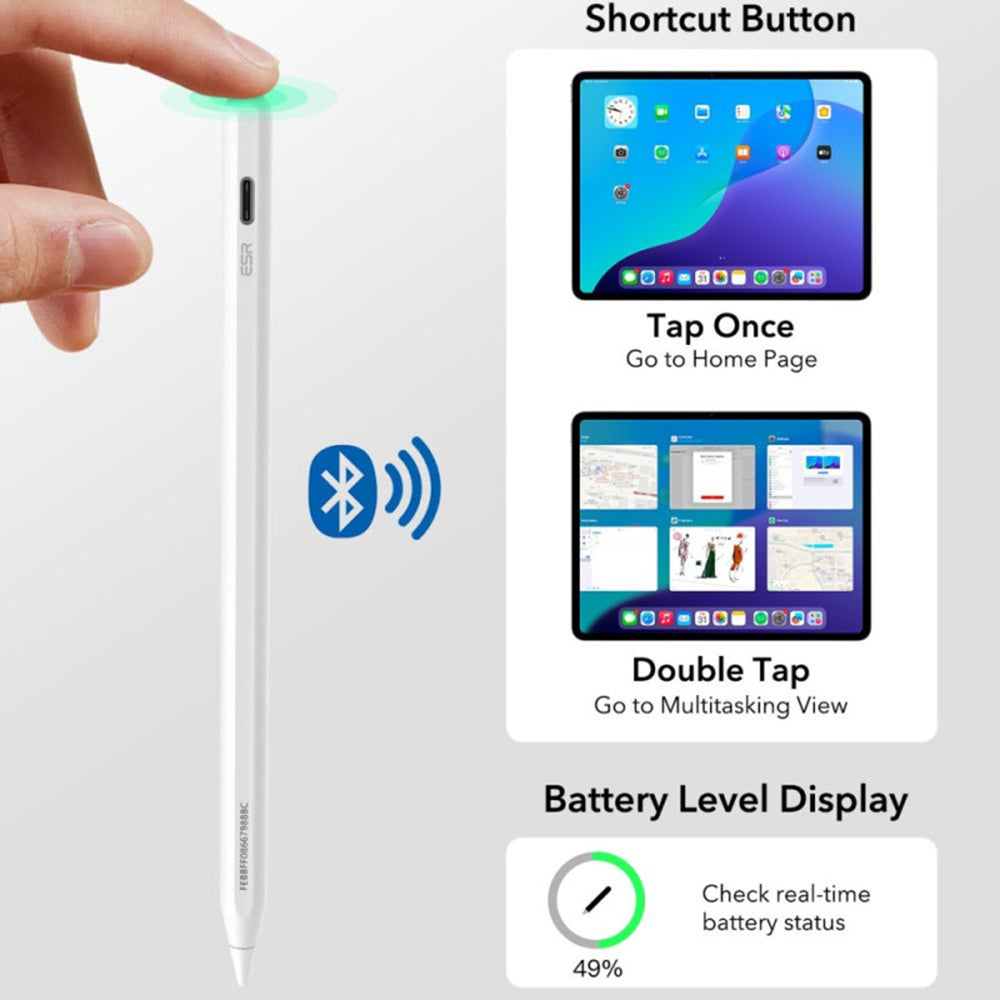 Touch Pen ESR Geo za Apple iPad, Aktivna različica, Bel