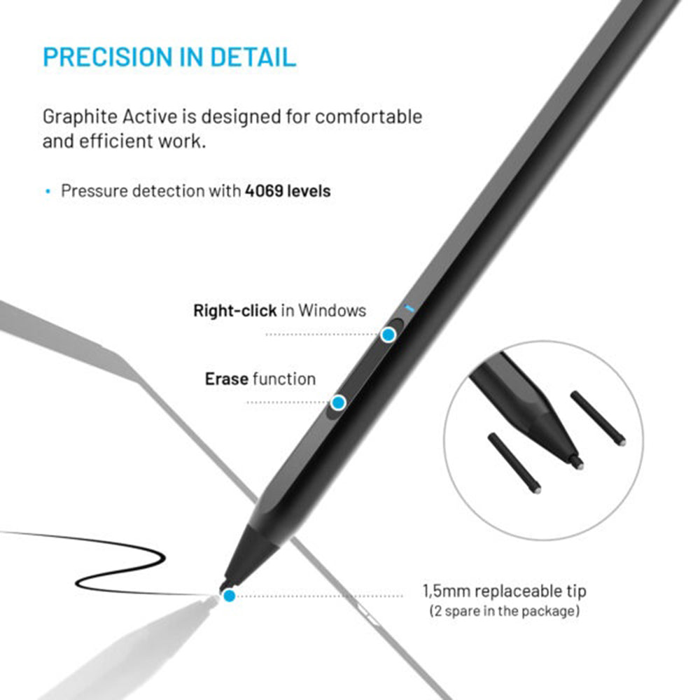 Touch Pen Fixed Graphite Active za naprave z MPP podporo, črn