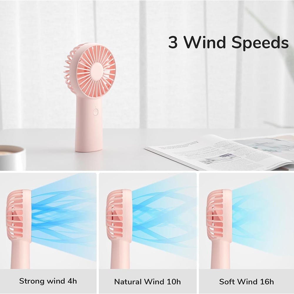 Prenosni ventilator JisuLife FA20X, roza