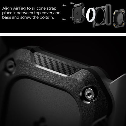 Nosilec Spigen Tough Armor za Apple AirTag na ovratnici hišnega ljubljenčka, črn